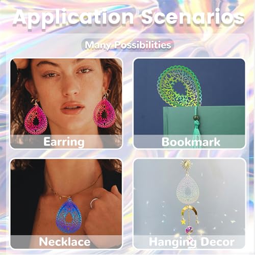 Dazzling Colorful Filigree Charms Hollow Out Multicolor Geometric Filigree Pendants for DIY Jewelry Making Earrings Necklaces Components - color: Waterdrop-2