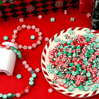 300pcs Christmas Candy Polymer Clay Beads Heishi Spacer Beads for Jewelry Making DIY Bracelet Necklace Accessories DIY Party Supplies (Red White Green) - color: Rainbow Color