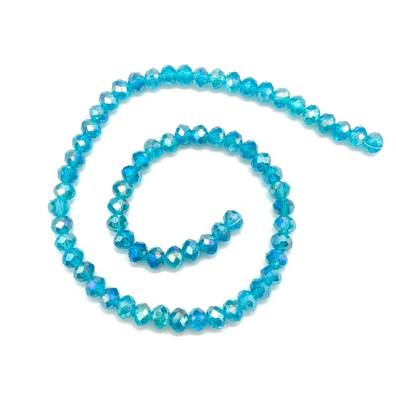 415pcs Rondelle Crystal Glass Beads 2mm 4mm 6mm 8mm Mixed Sizes, Faceted Briolette Spacer Czech Seed Loose Beads for DIY Jewelry Making (Sky Blue) - color: Sky Blue