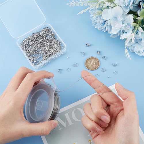 BENECREAT 130 Feet 7 Strand Stainless Steel Beading Wire 0.6mm, with Accessories for Jewelry Making - size: 0.6mm, style: 7 Strand