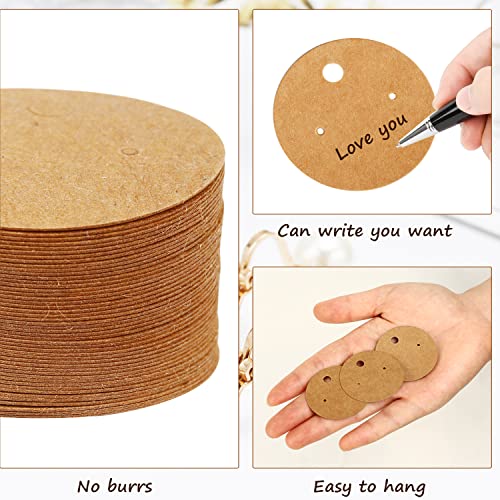XXUOD 600 Pieces Display Cards Set, 150 Round Cardboard Earring Holder With 150 Self-Seal Bags and 300 Backs for Ear Studs - 3 Colors