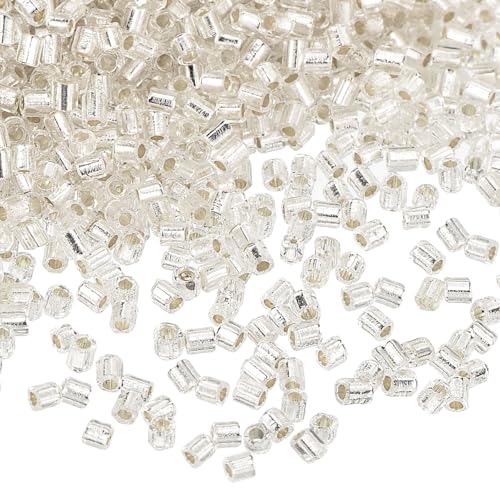 uxcell 1400Pcs Glass Bugle Beads, 1.5x1.5mm Tube Mini Loose Glass Seed Spacer Bead for DIY Earrings Necklaces Bracelets Jewelry Making (Silver) - color: Silver, size: 1.5x1.5mm