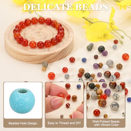 PATIKIL 4mm Blue Turquoise Beads, 200 Pcs Round Natural Gemstone Beads Smooth Stone Beads Turquoise Genuine Stone Beads for Bracelet Necklace Jewelry Making DIY - color: Blue Turquoise, size: 4mm