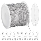 KYUNHOO 16.4FT/5M Silver Chain for Jewelry Making Texture Bar Link Chain Stainless Steel Jewelry Chains 12MM Long Stick Chains with Clasps for Crafting - color: Stick Silver