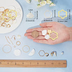 SUNNYCLUE 1 Box DIY 10 Pairs Flat Round Charms Freshwater Shell Charms Pendants Earrings Making Kit Teardrop Beads for Jewelry Making Brass Linking Rings Starters Adult Women Golden Instruction - color: Diy 10 Pairs Flat Round Charms Earrings