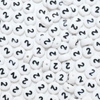 Looconi 500pcs Number Beads 2 Plastic Beads for Jewelry Making - color: Number2, size: 7x4mm