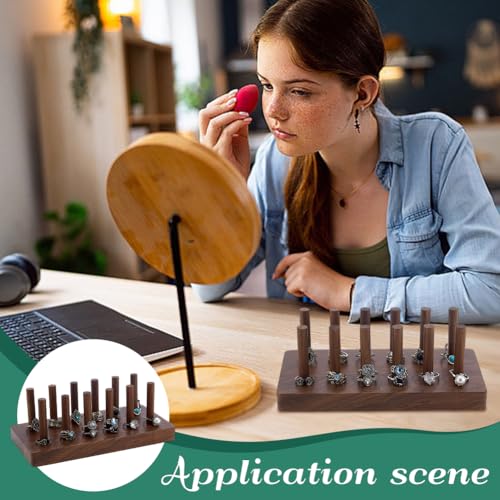 PH PandaHall 12 Cones Wood Ring Holder Ring Display Stand Fingers Rings Organizer Rings Display Case Jewelry Storage Organizer for Retail Selling Vendors Exhibition Jewelry Showcase