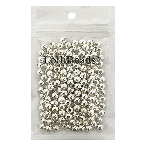 LolliBeads (R) Silver Plated Smooth Round Metal Beads 6 mm 300 Pcs - color: Silver 300 Pcs 6mm