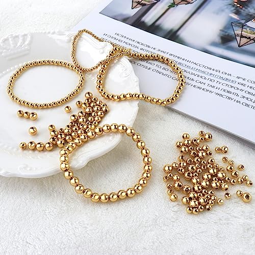50pcs 18K Gold Filled Spacer Round Beads,Seamless Smooth Metal Round Beads,Gold Filled Solid Brass Beads for DIY Bracelet Necklace Earring Jewelry Making (8MM) - size: 8MM