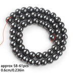 Stone Beads, 60pcs Black Hematite, 6mm Round Loose Beads for Jewelry Making, Bracelets, with Bag, String & Card - color: Black Hematite, size: 6mm