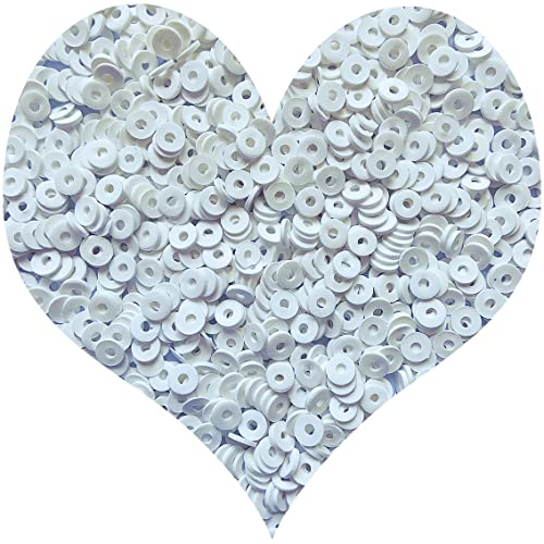 3000Pcs Flat Round Polymer Beads Vinyl Heishi Bead Polymer Clay Beads for Jewelry Making Necklace Bracelet Earrings(01-White) - color: 01-White