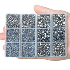 10000Pcs 2-Boxes Mixed Size Hot Fix Round Crystals Gems Glass Stones Hotfix Flat Back Rhinestones with Tweezers and Picking Pencil (Black Diamond) - color: Black Diamond, size: 2-Box (10000pcs)
