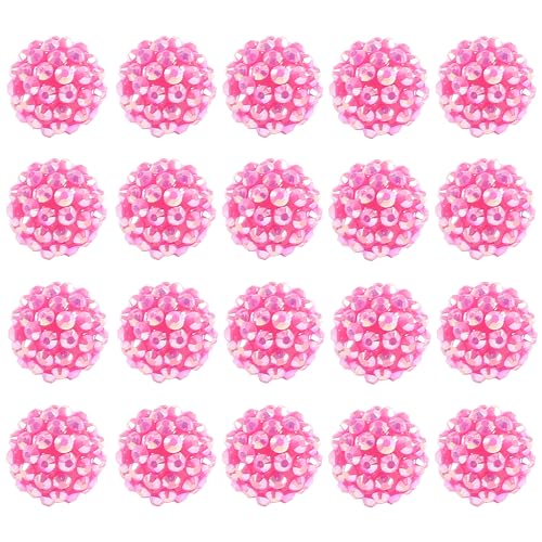 20mm Rhinestone Beads for Pens, 20pcs Chunky Large Spacer Bead for DIY Pens Phone Chain Keychain Candy Sparkle Bling Ball Beads Bulk(Light Rose Red) - color: Light Rose Red 20MM 20Pcs, size: 20MM