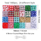 1480pcs Christmas Polymer Clay Beads Charms Friendship Bracelet Necklace Earring Jewelry Making kit, Accessories for Arts Crafts DIY Gifts for Women Girls - color: A4#Christmas