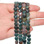 22pcs Faceted Heart Stone Beads Natural Indian Agate Bead 8mm Crystals and Healing Stones for Jewelry Making Supplies, Friendship Bracelet Kit, Love Gifts - color: Indian Agate