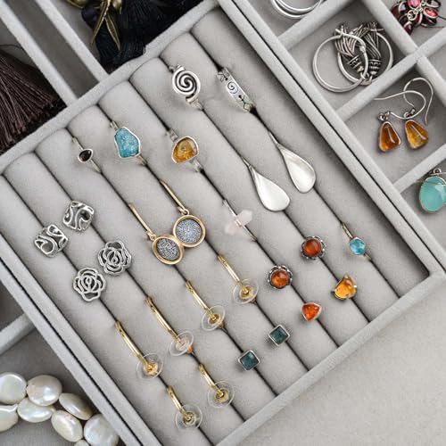 uxcell Stackable Jewelry Storage Tray, Jewelry Tray Drawer Organizer, Small Display Box for Earrings, Necklaces, Rings and Bracelets, Black - color: Black