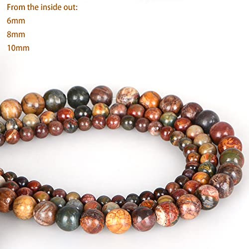 ICAI Beads（Picasso） Natural Stone Gemstone Round Loose Beads Crystal Energy Stone Healing Power for Jewelry Making DIY,1 Strand 60-62pcs（6mm） - color: Picasso, size: 6mm