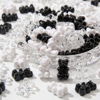 200pcs Bear Beads Black White Gummy Bear Acrylic Bear Beads Colorful Cute Bear Beadsy Bear for Necklace Bracelet Key Chains Jewelry DIY Craft Making(Blackwhite) - color: blackwhite