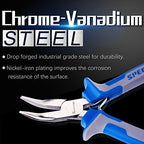 SPEEDWOX 5 Inches Bent Long Nose Pliers Mini Curved Needle Nose Pliers for jewelry Making 45 Degrees Bent Chain Nose Fine Pliers Functional Micro Professional Tool with Spring Chrome Vanadium Steel - style: 5" Bent Nose Plier
