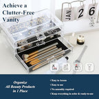 Sea Team Clear Makeup Organizer with Drawers, Acrylic Plastic Cosmetic Display Case, Jewelry Storage Box, Holder for Dresser, Bathroom, Vanity, Countertop (3 Middle Drawers) - size: 3 Middle Drawers