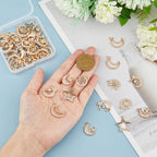 Brass 18k Gold Plated Charms Brass Pave Cubic Zirconia Charms Real 18k Gold Plated Charm Assorted Crystal Sun Star Moon Charm for Bracelet Earring Jewelry Making - size: 19.5mm