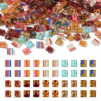 PH PandaHall 200Pcs Mixed Color 10 Style 5x4.55.5x25.5mm Glass Square, Rectangular Beads for Bracelet, Necklace, Earrings, Multilayered Jewelry Making - color: Mixed Color-10 Style