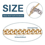 Craftdady 2Pcs Flat Chain Strap Gold Metal Purse Handbag Shoulder Body Replacement Strap 39.3" Twisted Curb Link Aluminum Cable Chain for Wallet Clutch Belt Necklace Bracelet - color: Gold, 16.5x13mm
