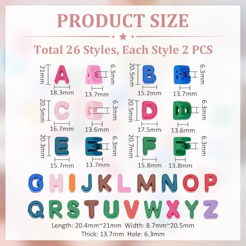 UNICRAFTALE 52Pcs 26 Styles Large Acrylic Alphabet Beads Colorful European Letters A-Z Spacer Slide Beads Blocks for Preschool Educational Learning Crafts Projects