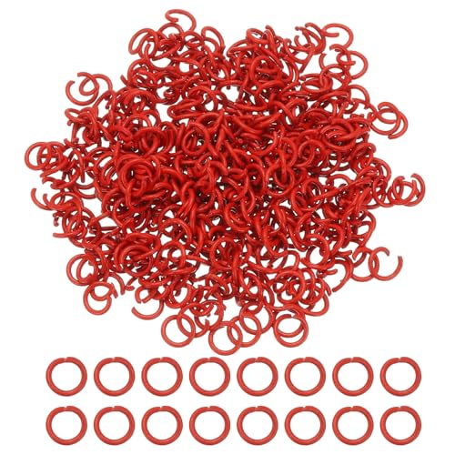 PATIKIL Open Jump Rings, 400 Pcs 8mm Round Ring Charm Loops Connector for Jewelry Making Supplies DIY Craft Keychains Necklaces Earrings, Red - color: Red, size: 8mm