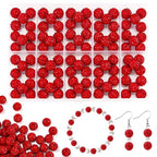 100Pcs 10mm Red Rhinestone Beads for Jewelry Making, Shiny Round Disco Ball Sparkly Beads Bulk with 10-Grid Storage Box for DIY Baseball Necklaces Shamballa Bracelets - color: Red