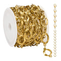 UMAOKANG 2 Meters Stainless Steel Gold Plated Chains for Jewelry Making Hollow Oval Chain Bulk on Spool - color: Gold Hollow Oval