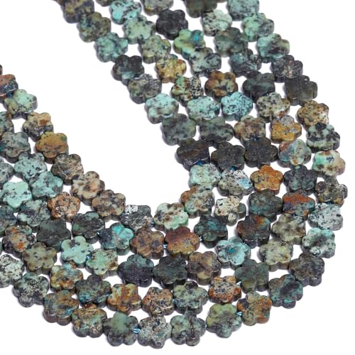 Songxi 60pcs 6mm African Turquoise Plum Blossom Natural Stone Beads for Jewelry Making, Smooth Loose Flower Shape Gemstone Beads for Bracelets Necklace Earrings Making Supplies ﻿ - color: African Turquoise