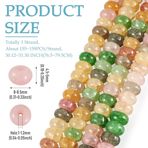 About 155~159pcs/strand Rondelle Glass Beads Imitation Gemstones Loose Spacer Beads for Jewelry Making Bracelet Necklace Earring DIY Crafts, 8x5mm, Colorful - color: Colorful
