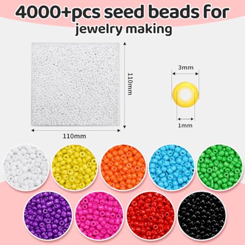 IOOLEEM White Glass Beads, 4000+pcs 3mm, for Jewelry & Bracelets - color: White, size: 3mm / 4000pcs