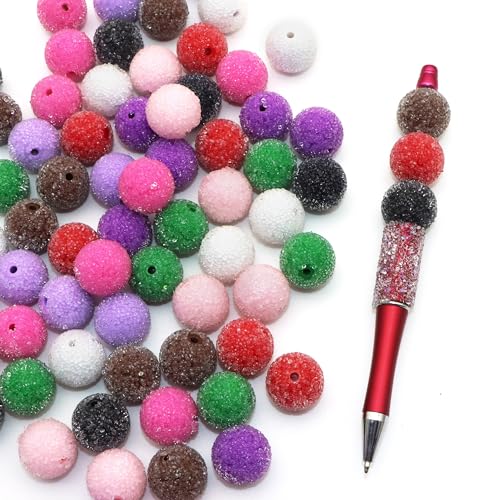 David accessories Chunky 20mm Sugar Bubblegum Beads, 20Pcs Pave Rhinestone Acrylic Beads, for Pens Necklace Bracelet Jewelry Making Party Decoration (Rose Red)
