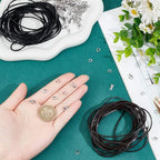 SUNNYCLUE 10M Leather Necklace Bracelet Making Kit Genuine Leather Cord 2mm 150Pcs Stainless Steel Jewelry Findings Black Brown Leather Jewelry Rope Leather Cords for Jewelry Making Kits Supplies