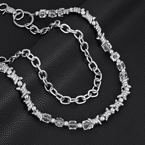 Layered Punk Pants Chain for Men Women, Gothic Hip Hop Jean Chain Wallet Chain Biker Trouser Chain, Goth Emo Fashion Keychain Accessories - color: 2L-Prickly