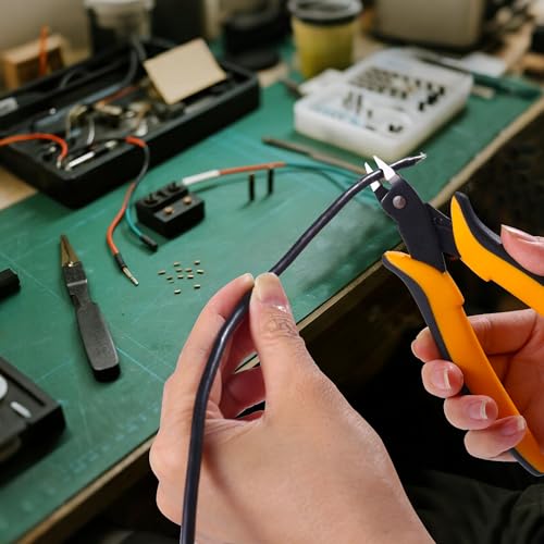 Micro Wire Cutters, 5.4 Inch Flush Cutters, 1 Pack Sharp Spring Loaded Micro Diagonal Cutters for Jewelry, Zip Ties, Electronics & DIY with Soft Grip Handles (Yellow & Black) - color: 1 Pack