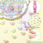 Stiesy Electroplated Butterfly Beads 80Pcs, Handmade Lampwork Glass Spacer Loose Beads Bulk for Women's DIY Fashion Jewelry and Craft Creations - color: Butterfly-8 Colors-80pcs