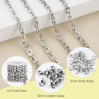 SMYHTGLIF 2 Meters Silver Bone Chain Bulk for Jewelry Making Stainless Steel Unsoldered Jewelry Making Chains Roll - color: Bone Silver