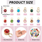 Pandahall 24pcs Crystal Birthstone Charms - Gold Plated Stainless Steel Pendants & Round Birthstone Charms for DIY Necklace Earring Bracelet Jewelry Making Crafts