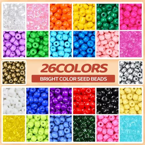 2000pcs Blue Glass Seed Beads, Colorful Tiny 4mm Beads for Jewelry Making, Beading Supplies. - color: Blue