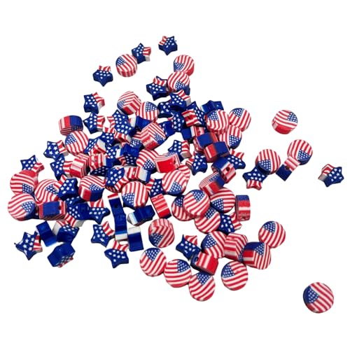 100 Pcs Polymer Clay Beads Mixed Heishi Spacer Beads Supplies for DIY Bracelet Earring Necklace Jewelry Making (American Flag) - color: American Flag