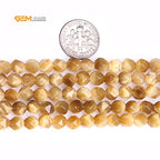 GEM-Inside Natural 6mm Gold Yellow Tiger Eyes Gemstone Loose Beads Faceted Cambay Crystal Energy Stone Power for Jewelry Making 15" - color: Gold Yellow Tiger Eye, size: 6mm