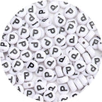 100Pcs Letter Beads 4x7mm White Round Acrylic Alphabet Beads Letter P Beads for Jewelry Making DIY Bracelets Necklaces Key Chains - color: P 100Pcs