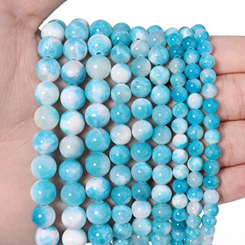 60pcs 6mm Natural Blue White Persian Jade Gemstone Beads Energy Healing Crystal Round Loose Stone Beads for Jewelry Making, DIY Bracelets Necklaces - color: Blue White Persian Jade, size: 6mm