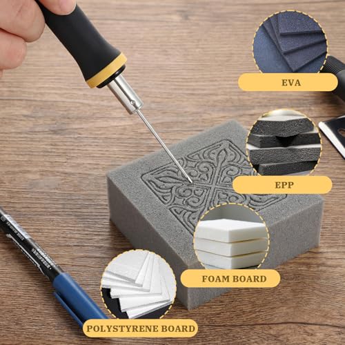 Konohan 2 Pcs Hot Wire Electric Foam Cutting Pen, Foam Cutter Kit | Higher Temperature | 2 Needle | Heat-Insulated Handle | Metal Stand | Cleaning Brush | Marker Pen | Heat Carving Tool for EVA Board