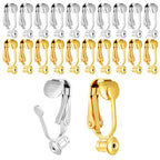 20 Pcs Clip On Earring Converter, Earring Converters Pierced to Clip, Non-Pierced Ear Clips, Stud Clip-On Findings, Components Findings with Post for None Pierced Ears, Gold & Silver