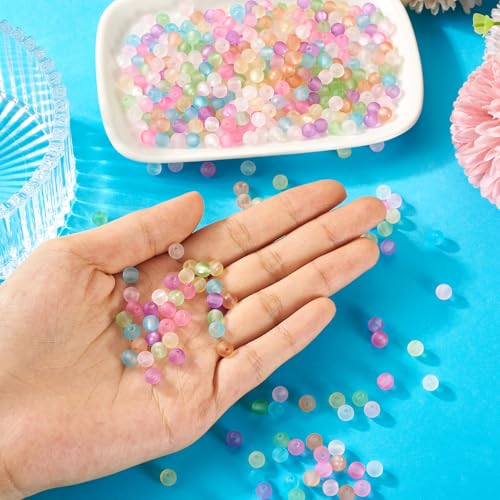 400Pcs 6mm Acrylic Beads Frosted Pony Bead Candy Color Small Pastel Beads Round Kandi Bead Spacers for Crafts DIY Necklace Bracelets Keychain Lanyards Jewelry Making Supplies - color: 8 Colors, Round