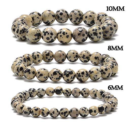 NCB 100pcs 6mm Dalmation Spot Jasper Beads Natural Semi Precious Beads Round Smooth Gemstones Loose Spacer Beads Charms for Necklaces Bracelets Jewelry Making (Dalmation Spot Jasper, 6mm 100Beads) - color: Dalmation Spot Jasper, size: 6mm 100Beads